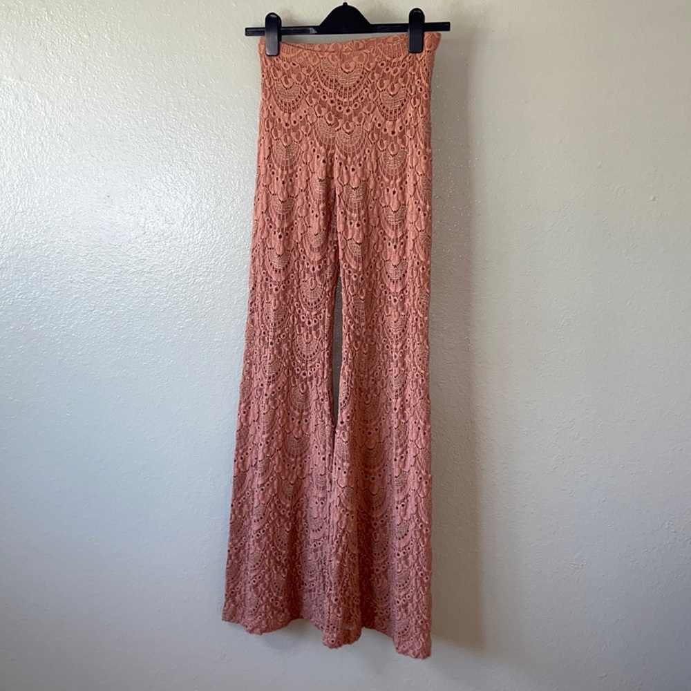 Revolve Nightcap cherry Blossom Lace BellBottom flare country pants - Picture 4 of 7